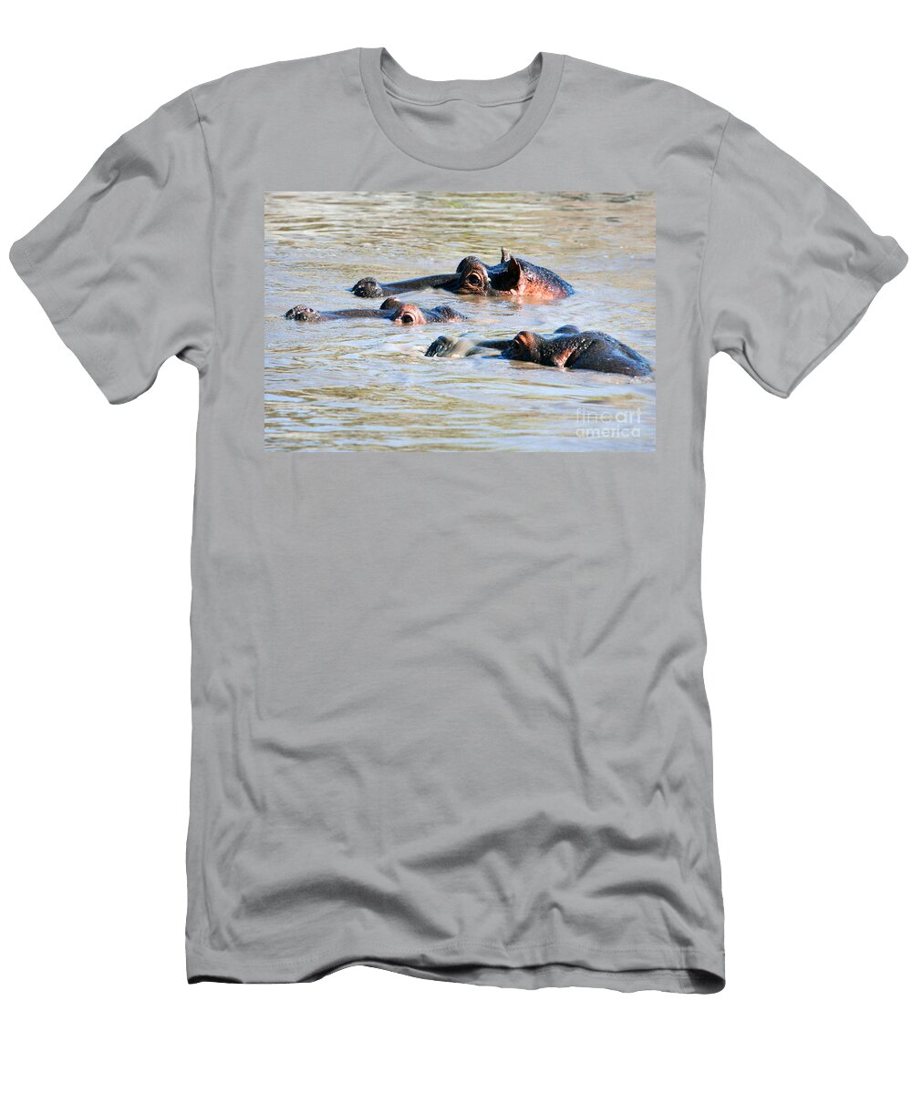 1 Hippopotamus Group in River Serengeti Tanzania Michal Bednarek T-Shirt