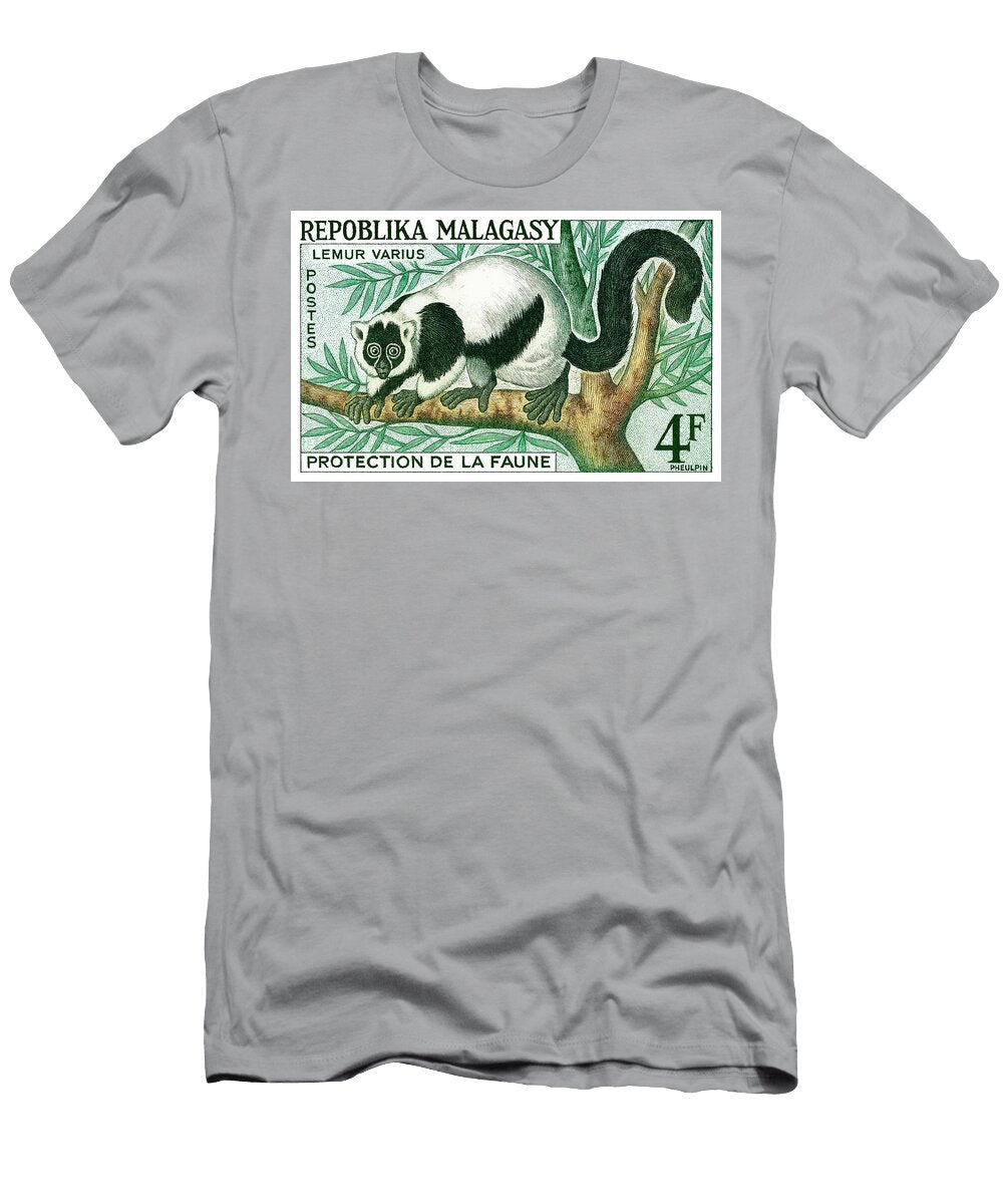 1961 Madagascar Ruffed Lemur Postage Stamp Retro Graphics T-Shirt