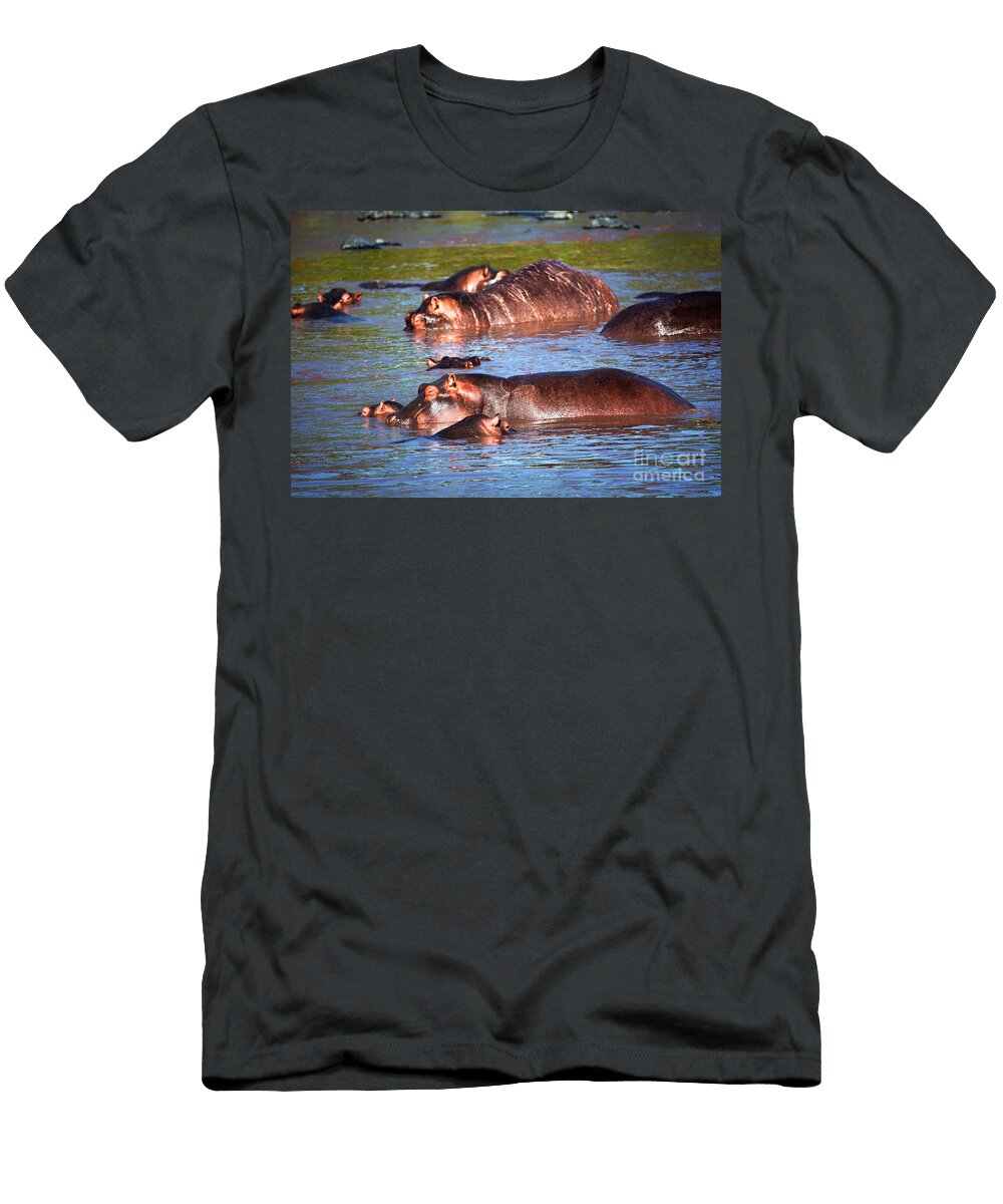 7 Hippopotamus in River Serengeti Tanzania Michal Bednarek T-Shirt