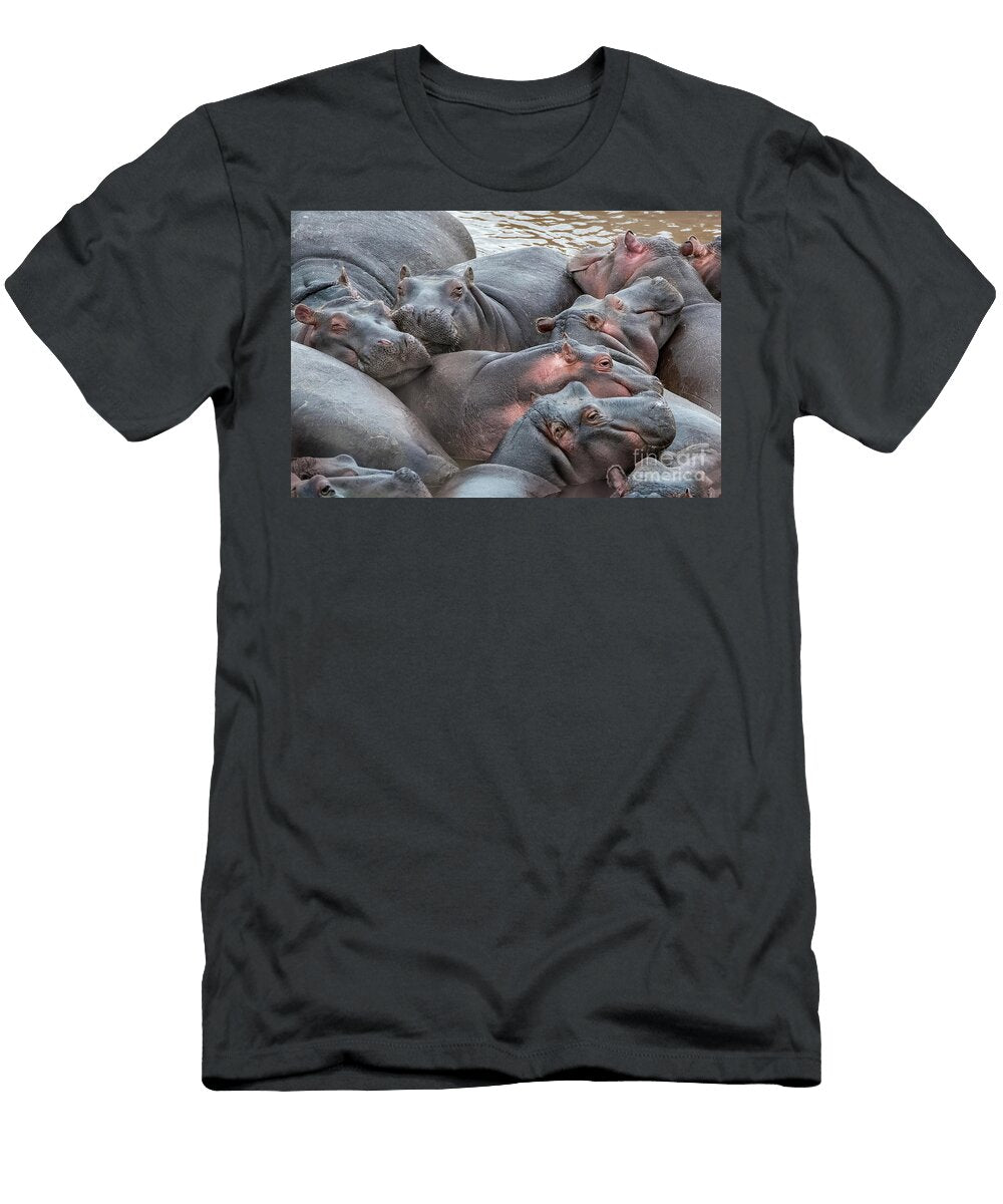 A Pod of Hippos in the Mara River Jane Rix T-Shirt