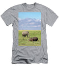 An African Elephant and Hippo in Amboseli Jane Rix T-Shirt