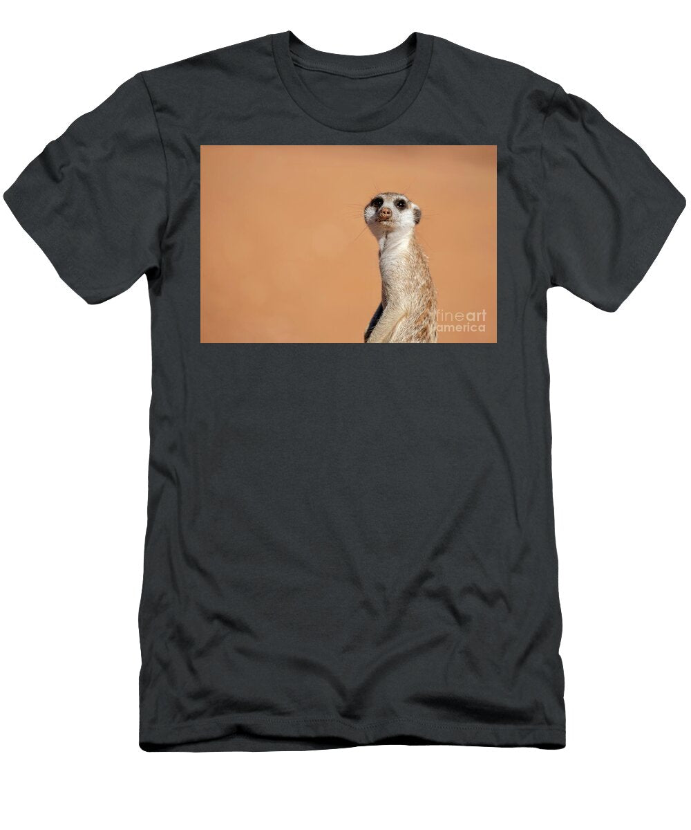Kalahari Sentinel Meerkat Portrait Desert Light Davide Antoniani T-Shirt