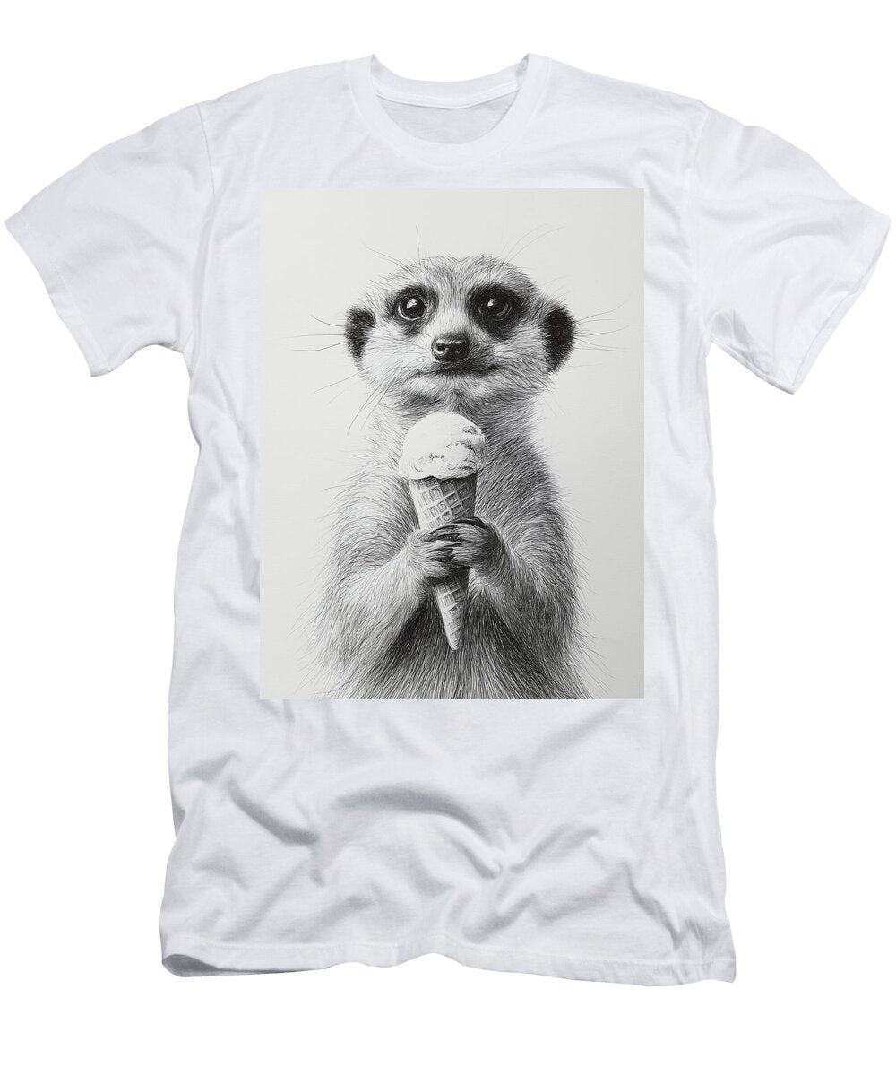 Meerkat Enjoying an Ice Cream Illustration 1 Fabrizio Cassetta T-Shirt