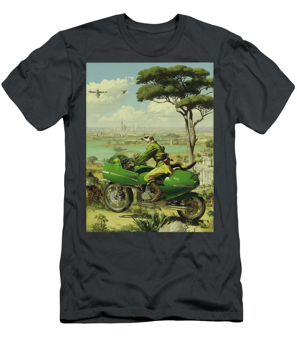 Meerkat Rides Green Motorcycle Fabrizio Cassetta T-Shirt