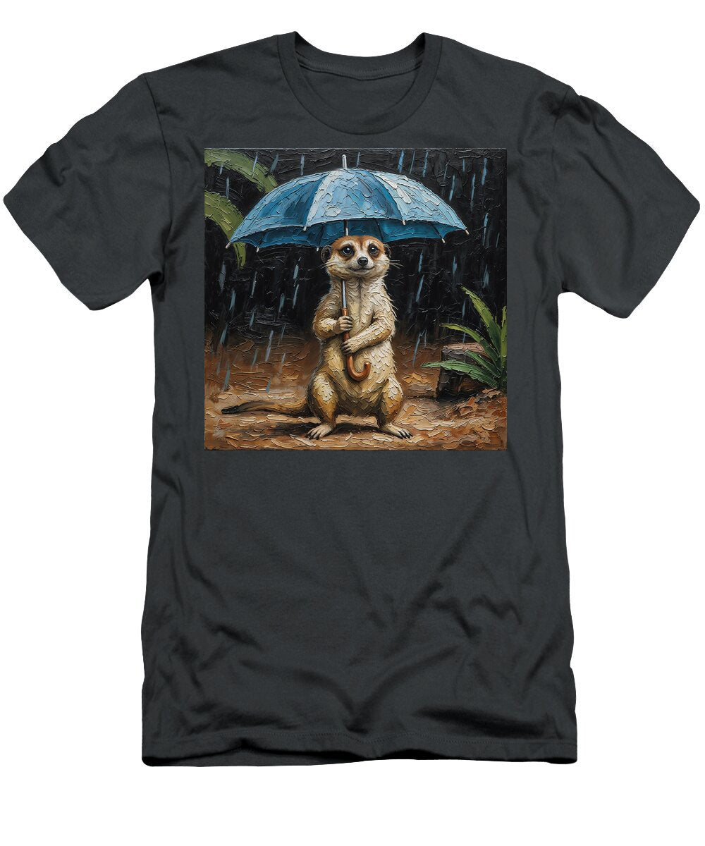 Meerkat with Blue Umbrella Michele Poenicianart T-Shirt