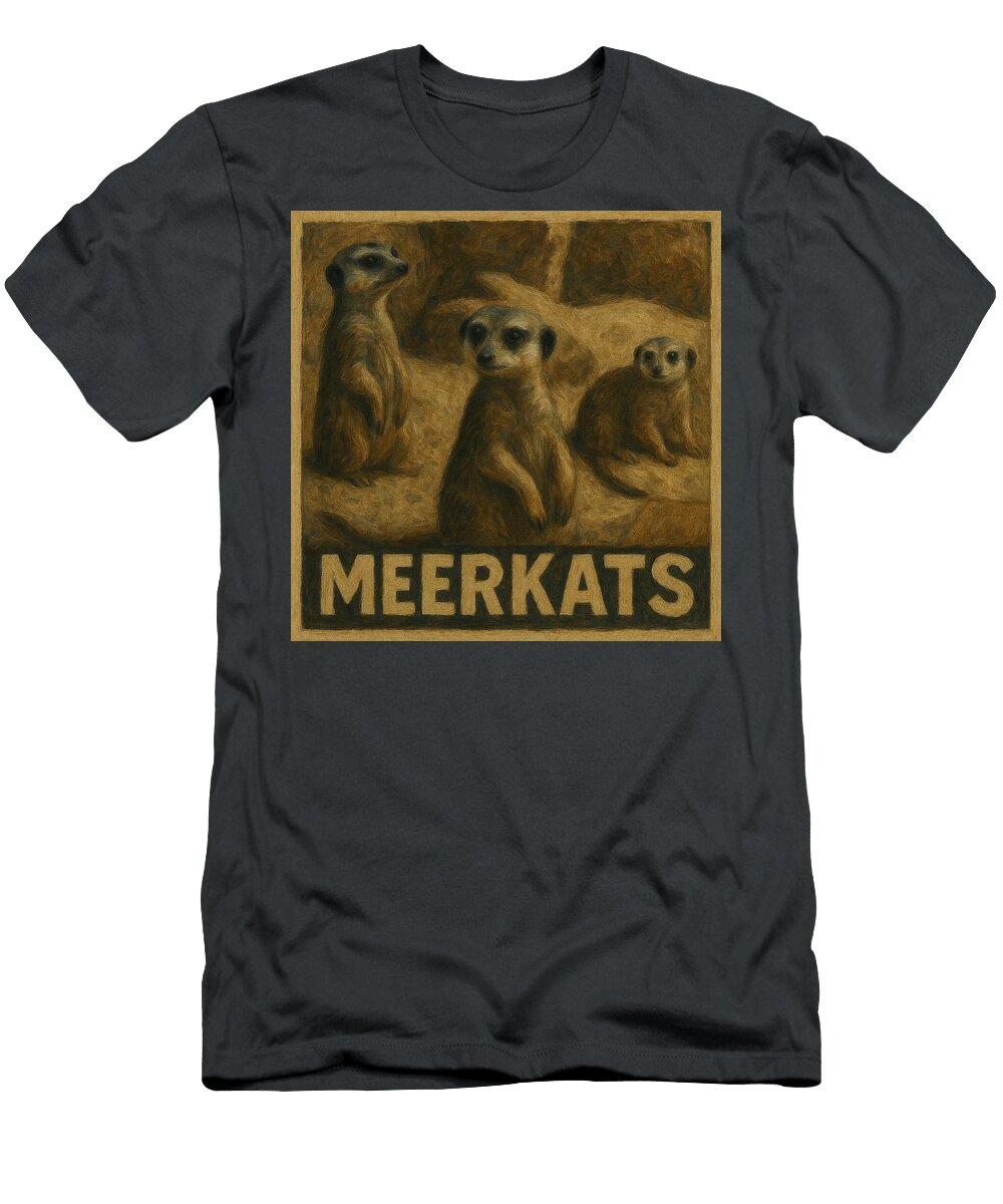 Meerkats Portrait Michelle Calkins T-Shirt